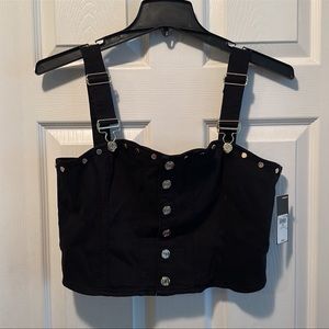 Guess Crop Top Vest W/ Gold Studs XL